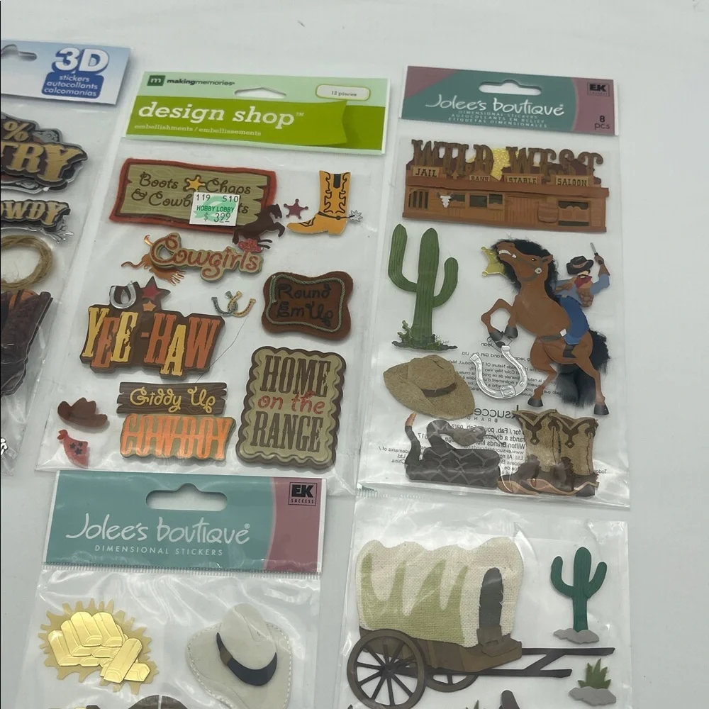 Western Theme Scrapbooking Supplies Stickers Embellishments Cowboy Equestrian